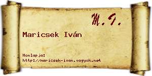 Maricsek Iván névjegykártya