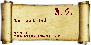 Maricsek Iván névjegykártya